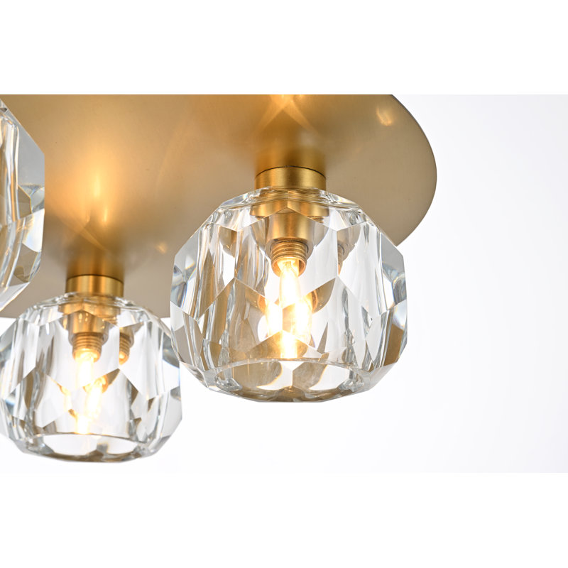 Craney Crystal Flush Mount, Gold, 4 Lights, 4" H x 14" W x 14" D