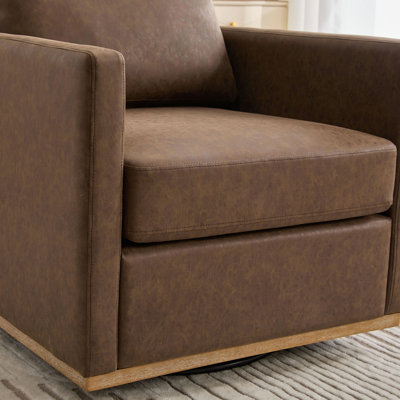 Fauteuil d'appoint pivotant carré rembourré de 30,7 po de largeur et fauteuil simple d'appoint confortable, fauteuil club à 360 degrés, fauteuil de salon pour chambre à coucher, chambre d'enfant. Polyuréthane