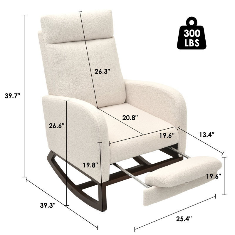 Teedy Rocking Chair with Footrest, Teddy Beige