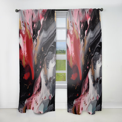 Red and Black Marble Whispers IV - Rideau de marbre abstrait - Velours obscurcissant - 1 panneau
