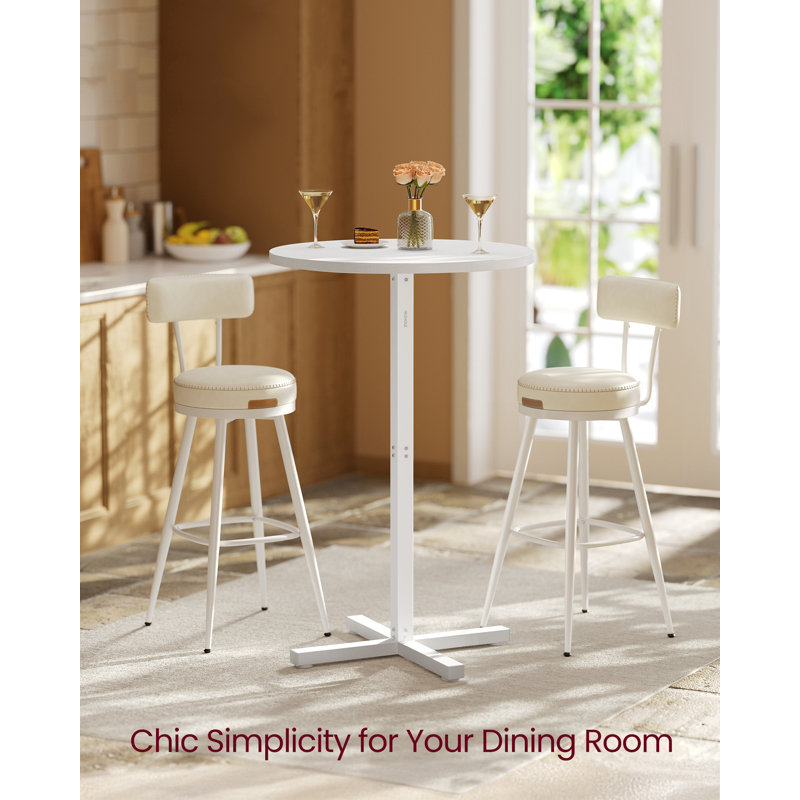 Round Metal Base Dining Table, Snow White