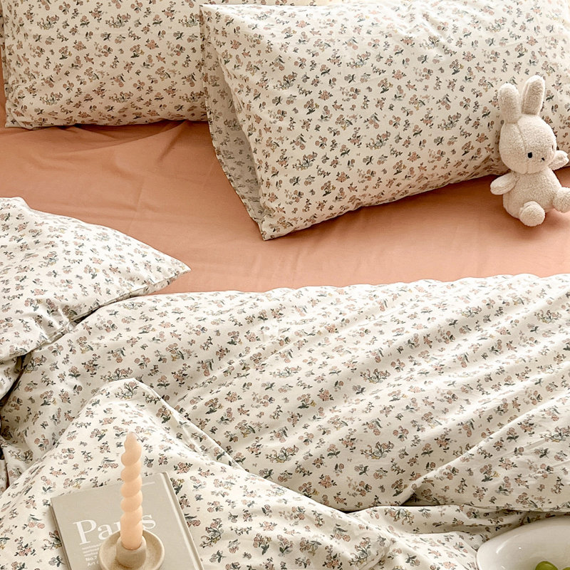 Microfiber Comforter Set, White/Green Floral, Queen Comforter + 2 Standard Shams