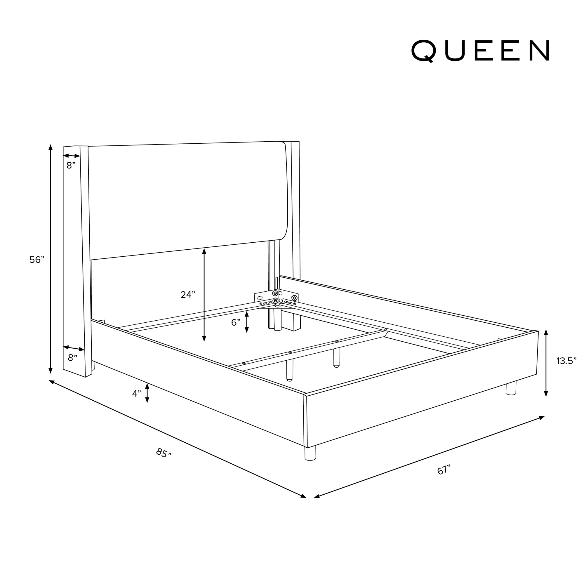 Hanson Upholstered Wingback Bed, Classic Otter Performance Velvet, Queen