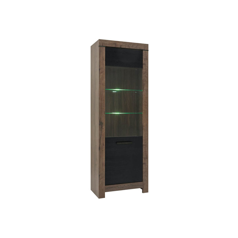 68 cm W Display Cabinet China Cabinet, Oak Monastery/Oak Black