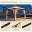 Pavillon de jardin extérieur en acier 10 'x 10' avec rideaux d'intimité en polyester