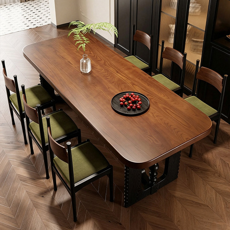 Walnut solid wood rectangular dining table, 29.53" H x 62.99" W x 27.56" D