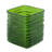 Decorative Vase, Square Shaped Rippled Texture, Green Resin 9 Inch