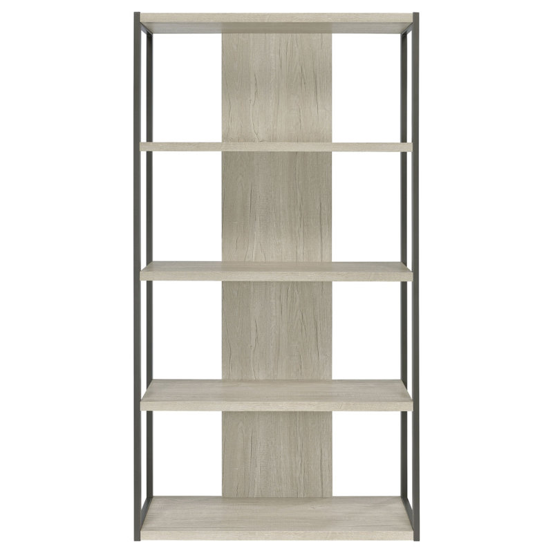 Loomis Whitewashed Grey 4-Shelf Bookshelf