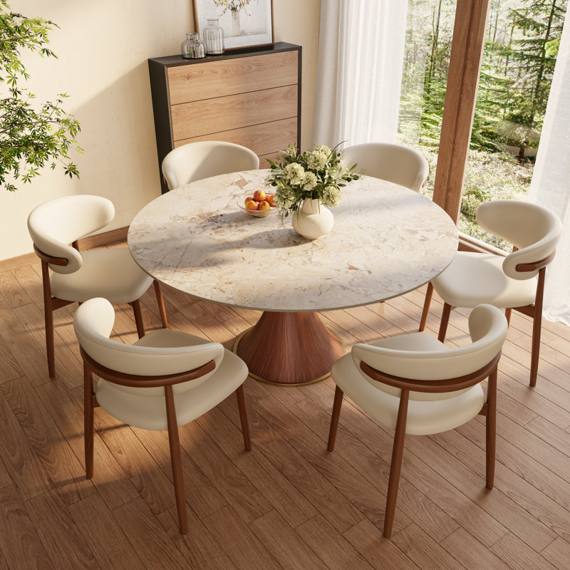 Ensemble de salle à manger 7 pièces Spiro, H 29,52 po x L 59,05 po x l 59,05 po, Cream