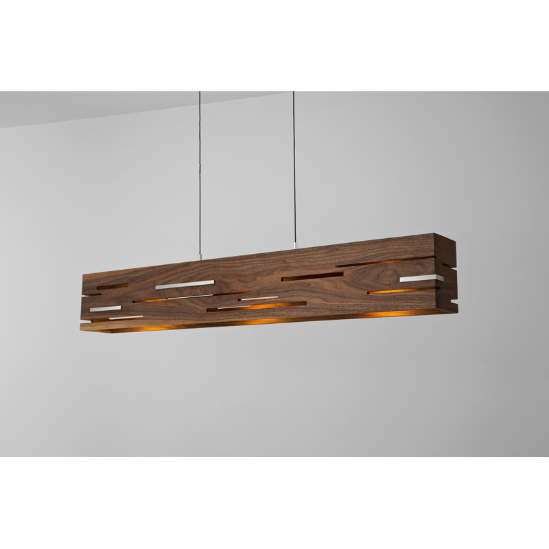 Aeris Linear LED Pendant - 2700K, Brushed Aluminum, Walnut, 7.5" H x 54" W x 5" D