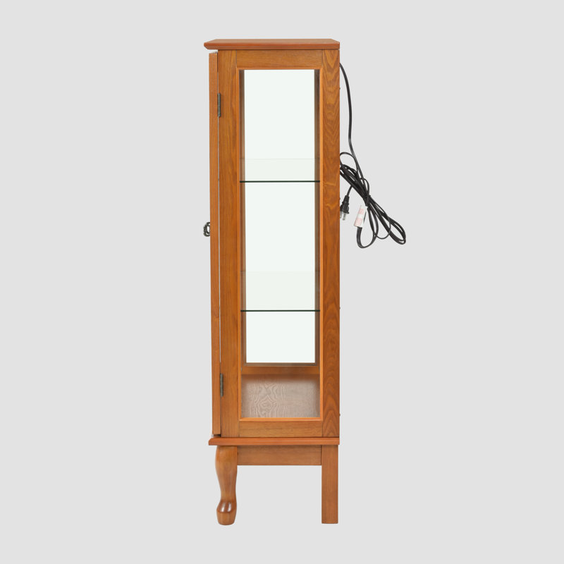 Vitrine lumineuse Curio Cabinet avec tablettes réglables et panneau arrière en miroir, portes en verre trempé (3 niveaux) (ampoule E26 non incluse)