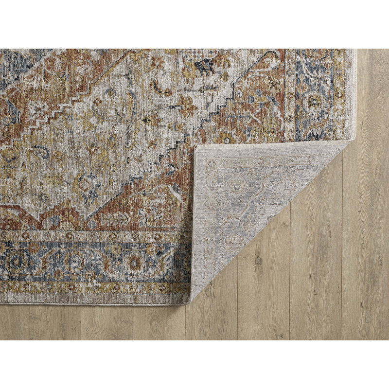 Oriental Machine Woven Polyester Area Rug, Rectangle 10' x 14', Spice