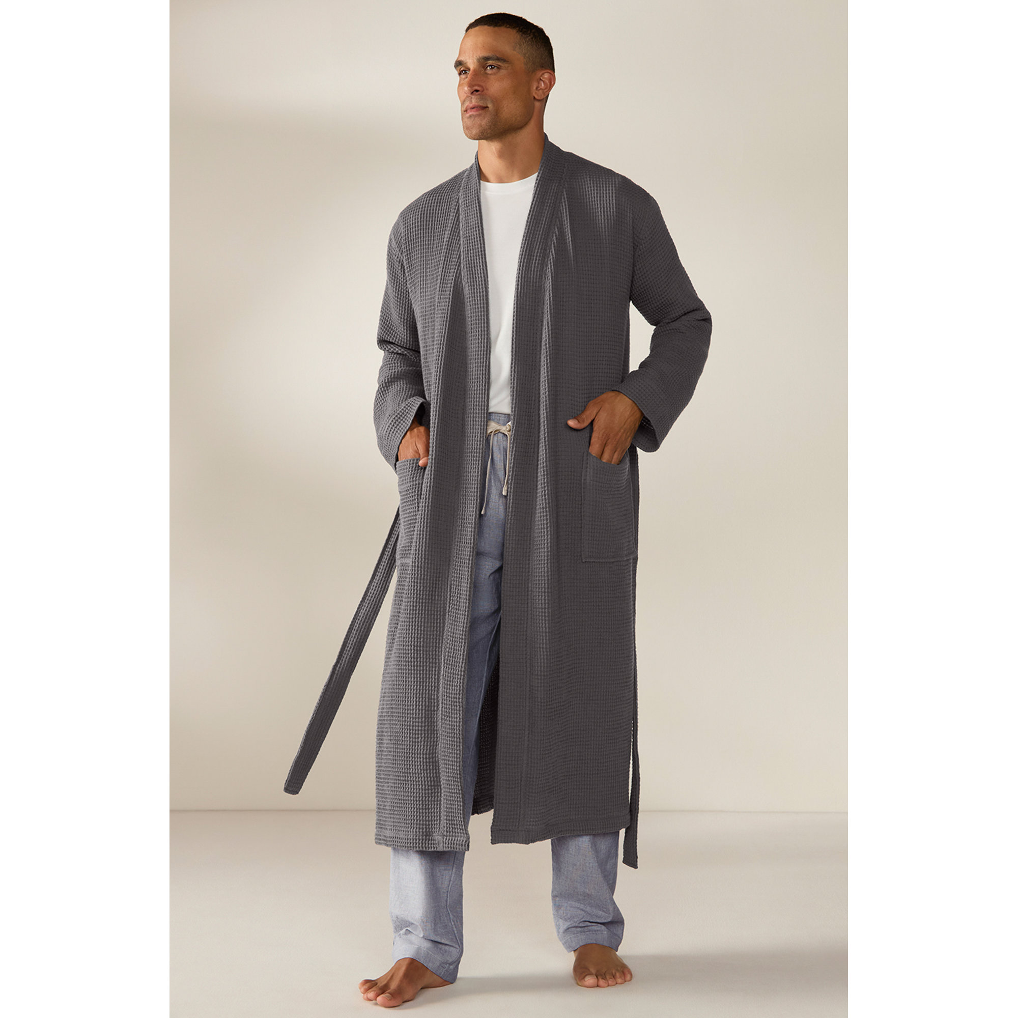 Unisex Organic Waffle Robe, Shadow, Large/XLarge