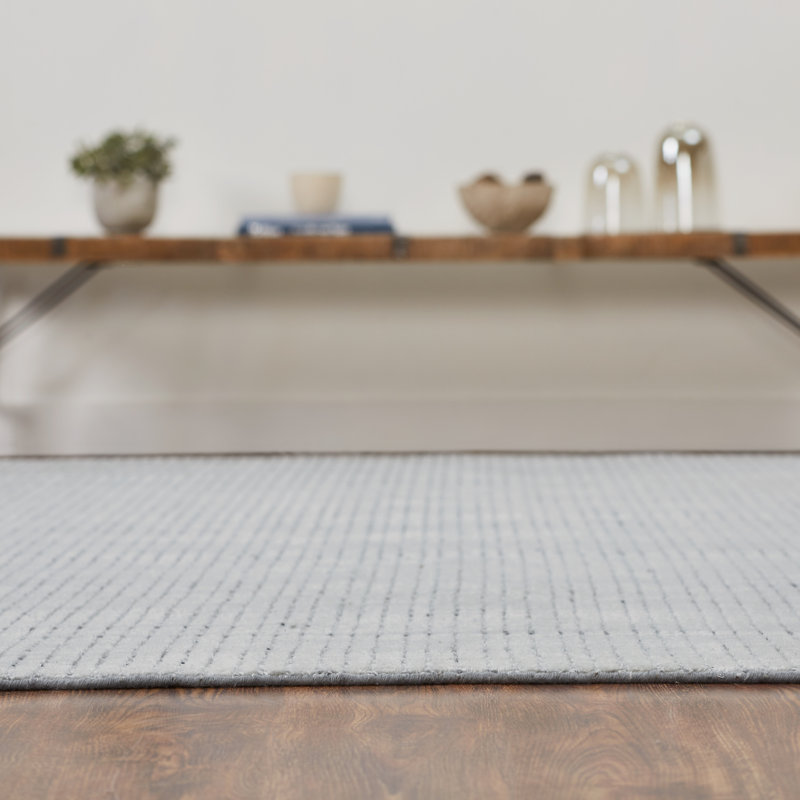 Sharnie Hand Loomed Plaid Area Rug in Gray, Rectangle 8' x 10'