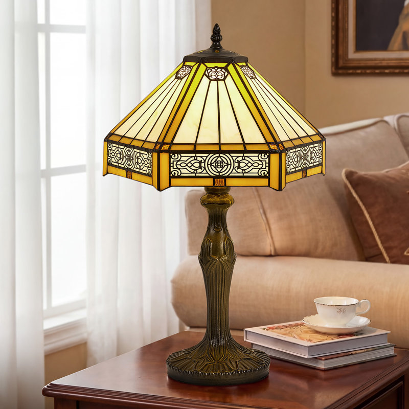 Lampe de table à DEL de style minimaliste de 18,5 pouces de style Tiffany pour bureau de chambre à coucher