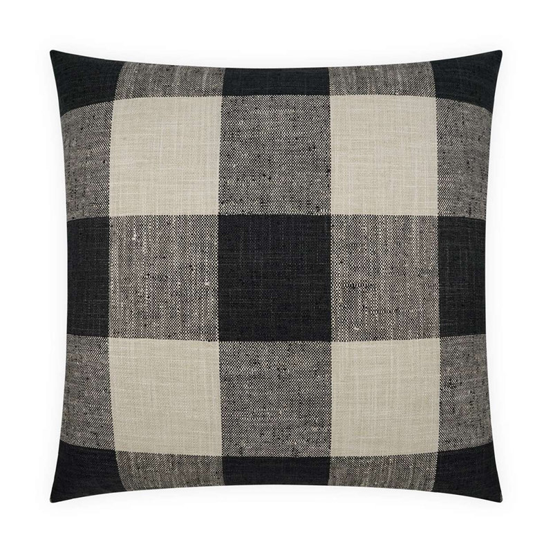 Check Please Pillow Cover & Insert, Square 22", Charcoal