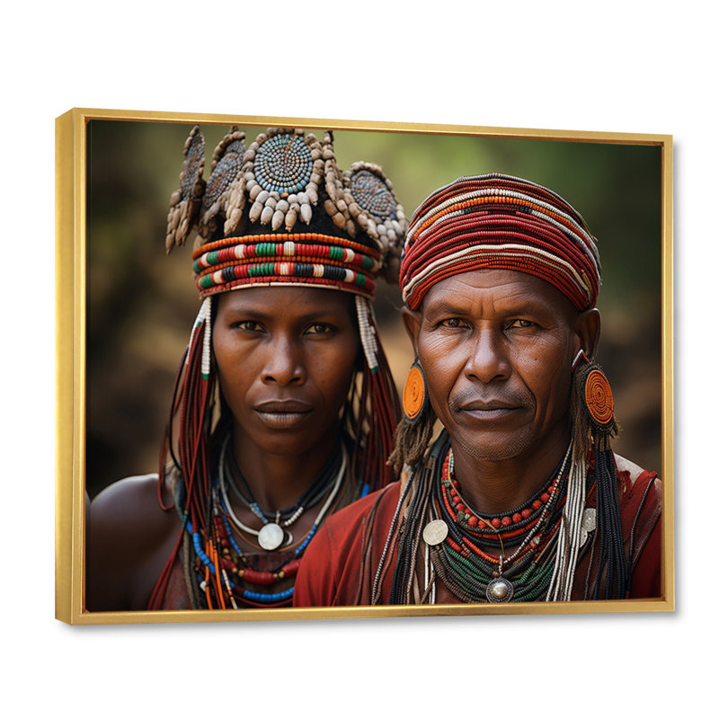 «Clapperton African Tribes», impression sur toile, Cadre flottant doré, H 12 po x l 20 po x P 1 po