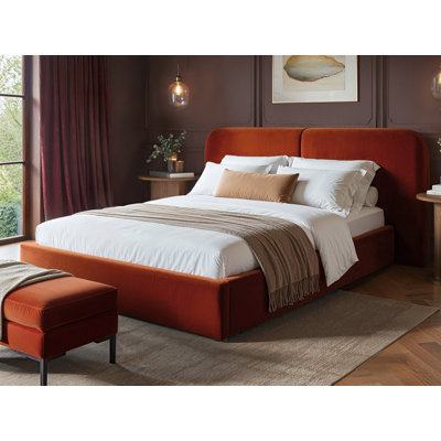 Lena Double Velvet Ottoman Bed Burnt Orange