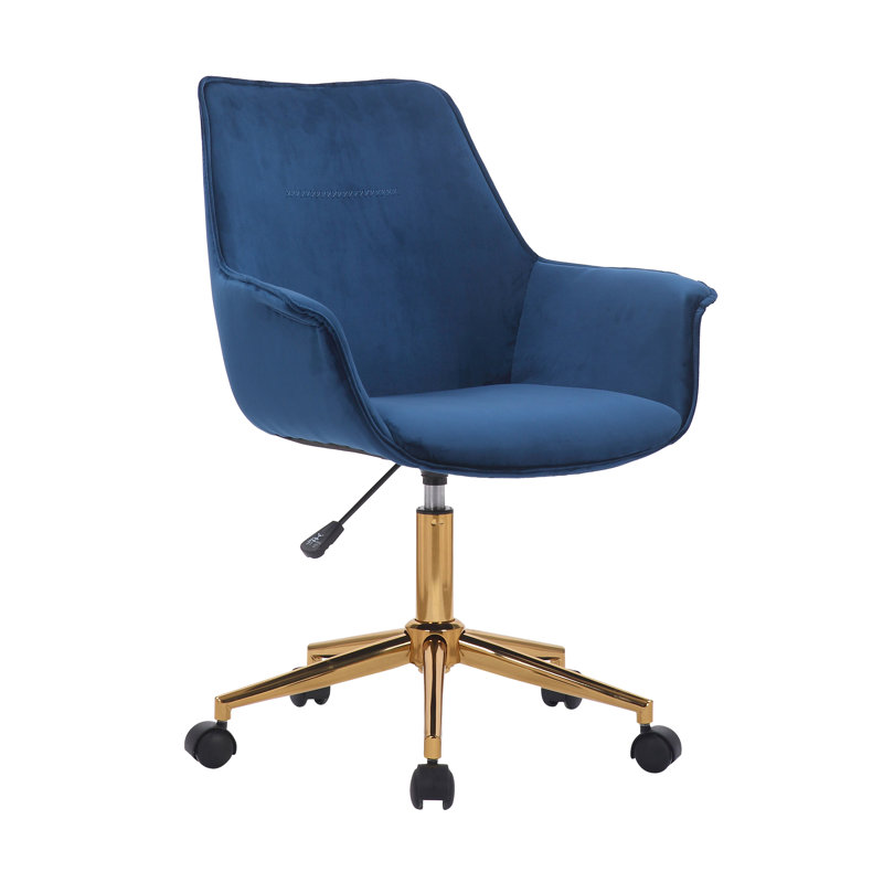 Chaise de travail en velours Garrow, bleu