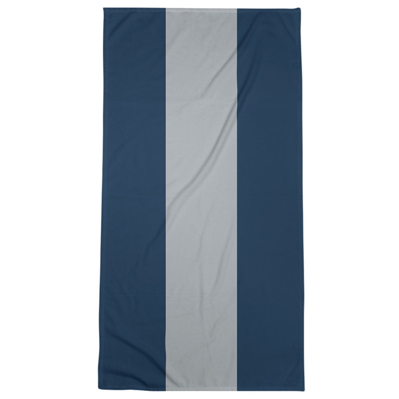 Cotton Blend Beach Towel, Navy Blue/Gray
