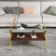 Table basse rectangulaire avec plateau en verre trempé et pieds en métal Anden, table moderne pour le salon, verre transparent-25084971-25084974