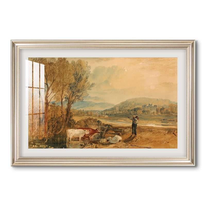 Château de Lulworth, Dorset, vers 1820 - J.M.W. Turner - Estampe encadrée sur mesure, 28x40 INNER SIZE, Framed Print with Mat