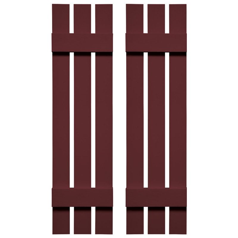 Builders Edge, paire de volets personnalisés à trois planches espacées, planche-n-lattes, 53 po, Baie rouge