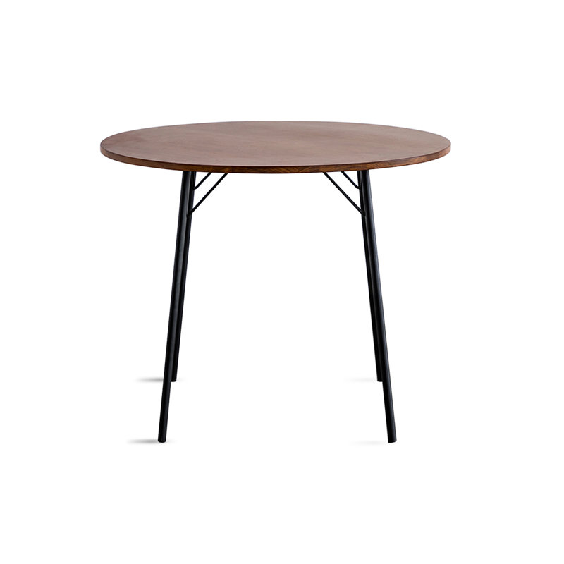 Walnut&Black Round Solid Wood Dining table, 29.53"H x 45.28"L x 45.28"W