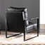 Fauteuil de style Mid-Century, fabrication en métal renforcé, fauteuil en similicuir noir pour le salon, revêtement carré en microfibre tacheté, pièce, chambre à coucher, bureau personnel-374976108