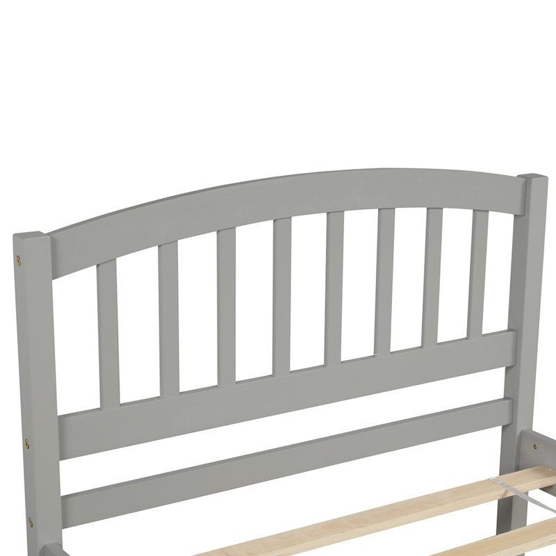 Lit plateforme simple en bois massif Kaliona, gris