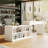 Expandable Kitchen Bar Cabinet - Extendable Tabletop, 4 Shelves & 2 Storage Cabinets