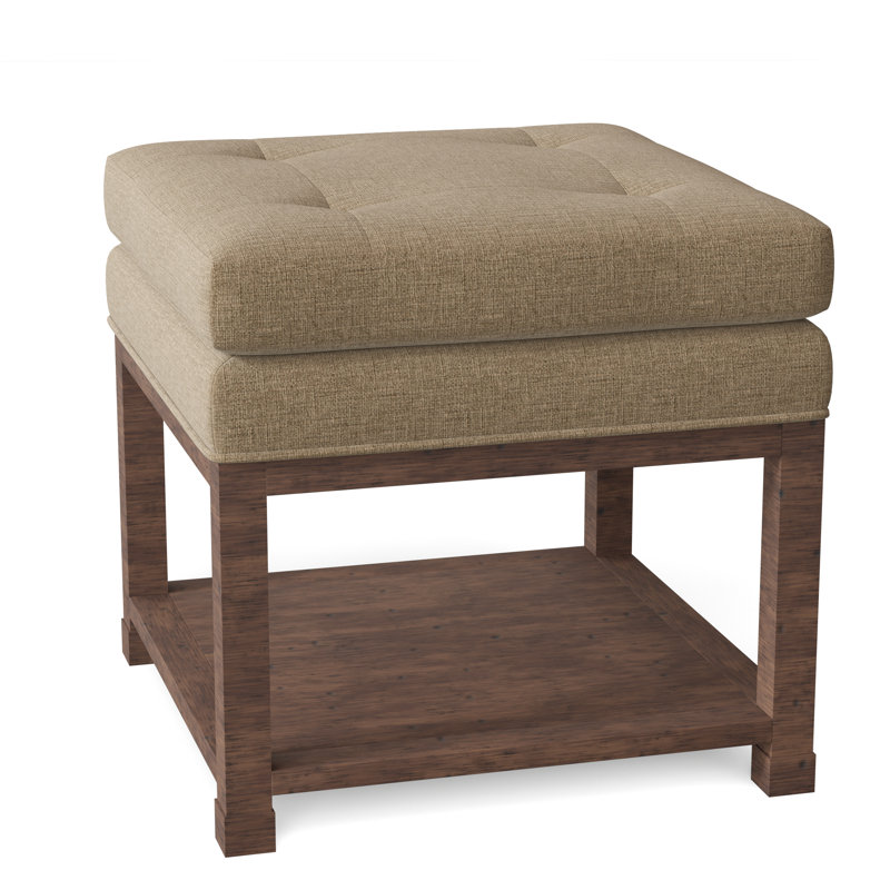 Libby Langdon 20.5" Wide Tufted Square Standard Ottoman with Storage, Espresso, 3162 Straw 100% Polyester