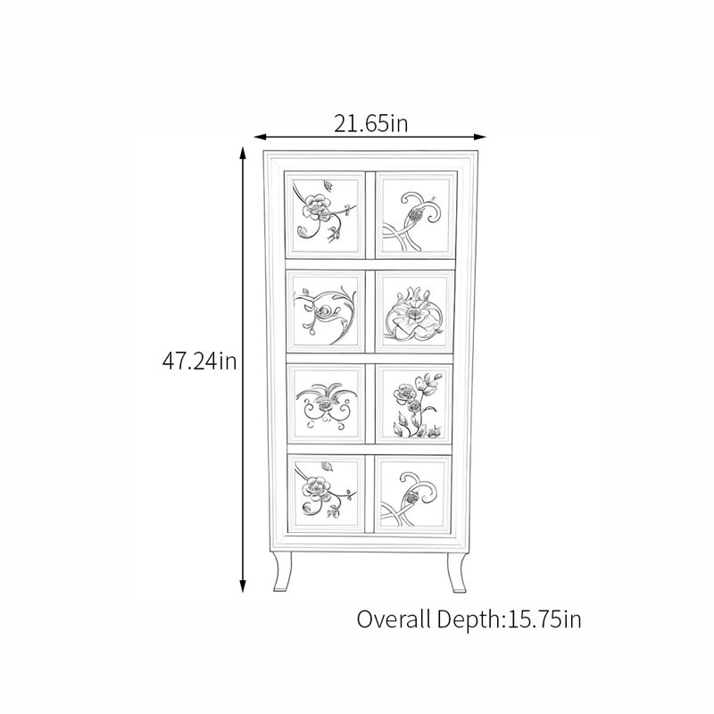 Hand-painted accent cabinet in living room bedroom