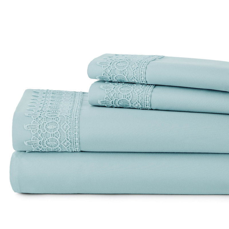 Ensemble de draps en microfibre Jaquil, Grand, Bleu ciel