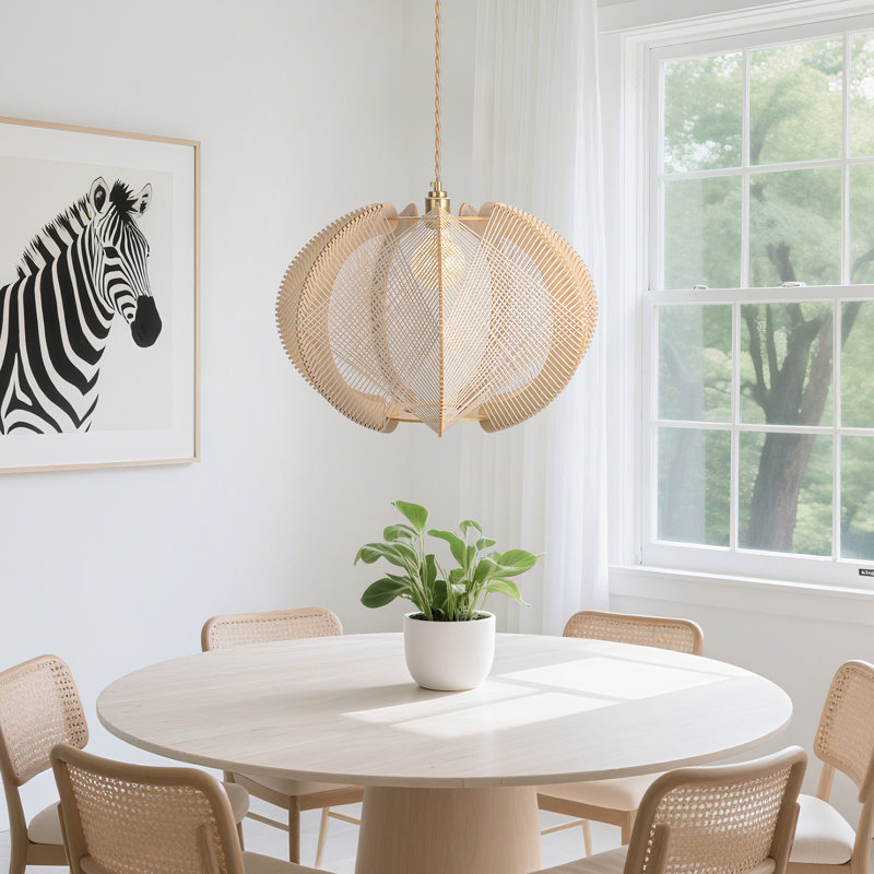 1 - Light Natural Geometric Pendant, 200cm H x 60cm W x 60cm D