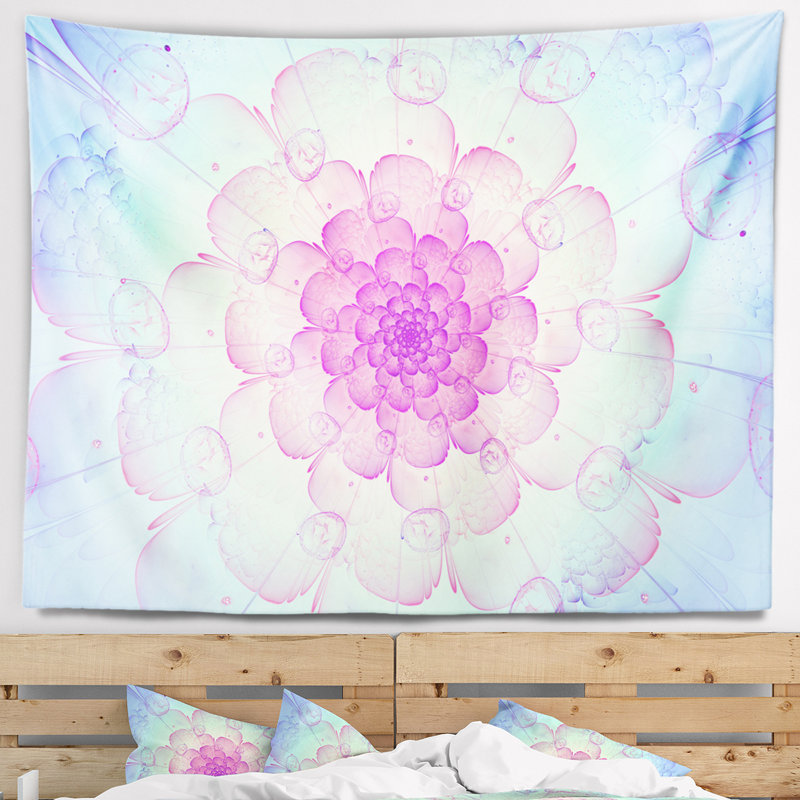 Tapisserie florale florale bleue avec pétales doux, H 50 po x l 60 po