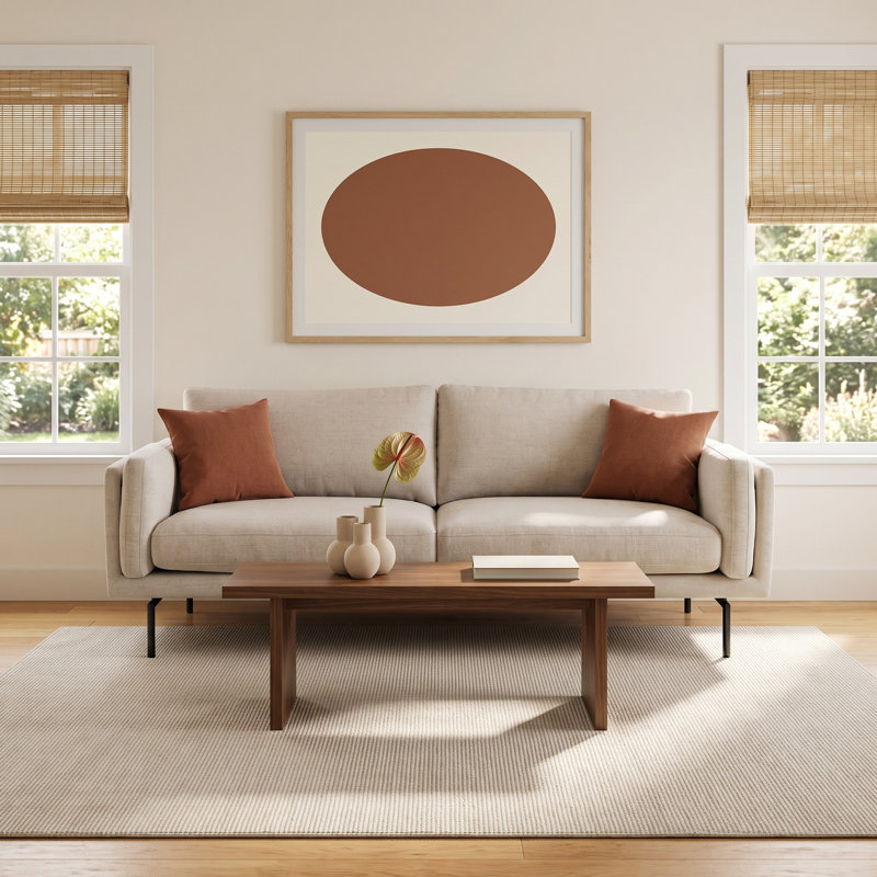 Elenora Upholstered 115'' Sofa, Beige Performance
