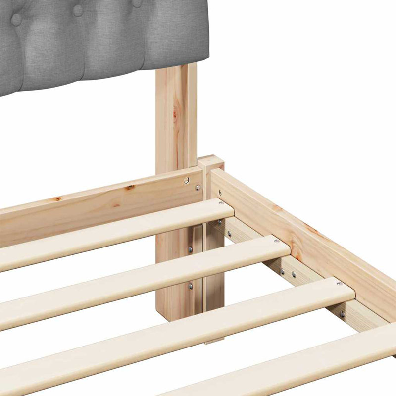 Solid Wood Bed Frame, European Single (90 x 190 cm), Natural/Light Grey