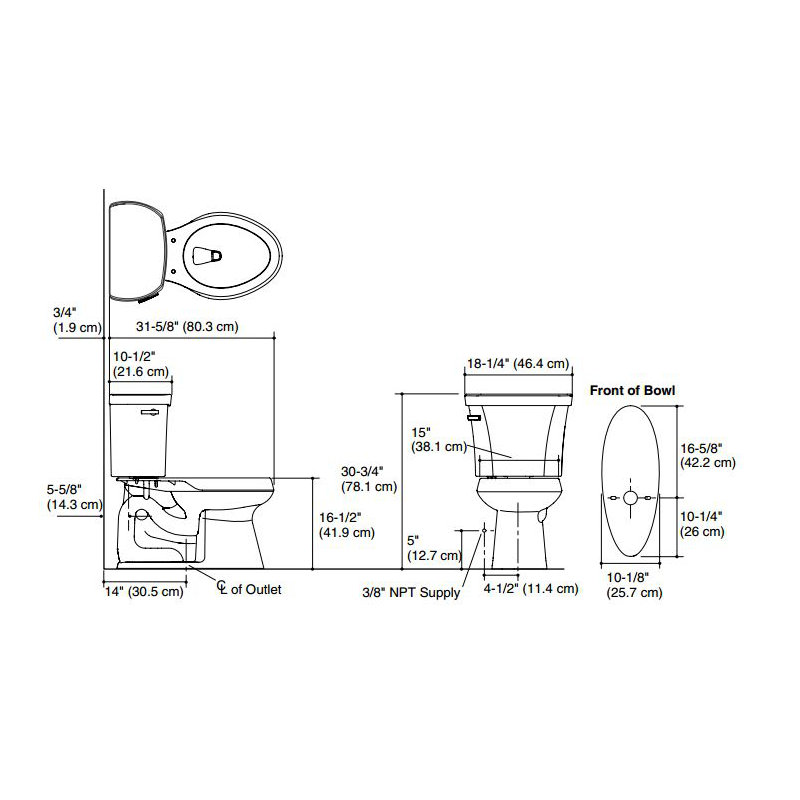 Highline 1.28 GPF Water Efficient Elongated Two-Piece toilet (Seat Not Included), Ice Gray, Right-Hand