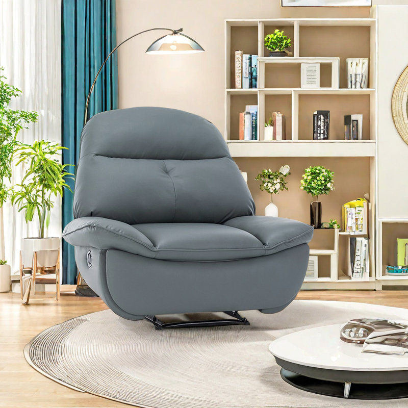 Surish Faux Leather Swivel Recliner, Gray