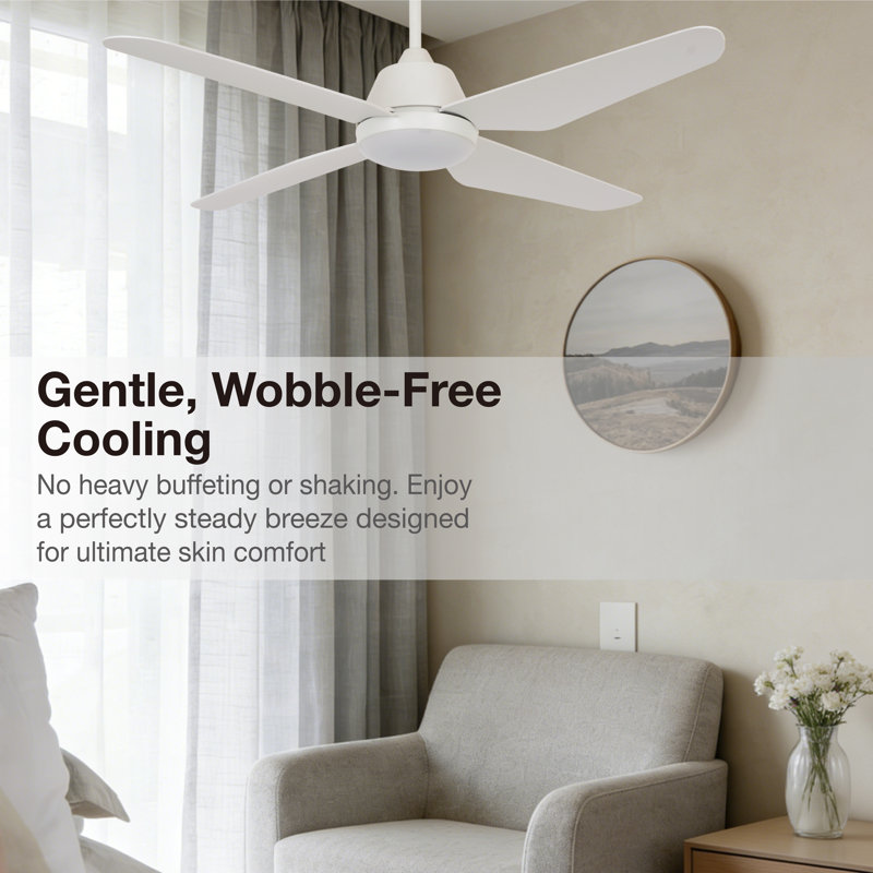 Aria 52in 4-Blades Indoor/Outdoor Ceiling Fan with Remote Control and Light, White