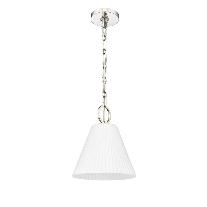 Luminaire suspendu 1 lumière Nady, Nickel poli, H 82,75 po x l 10 po x P 10 po