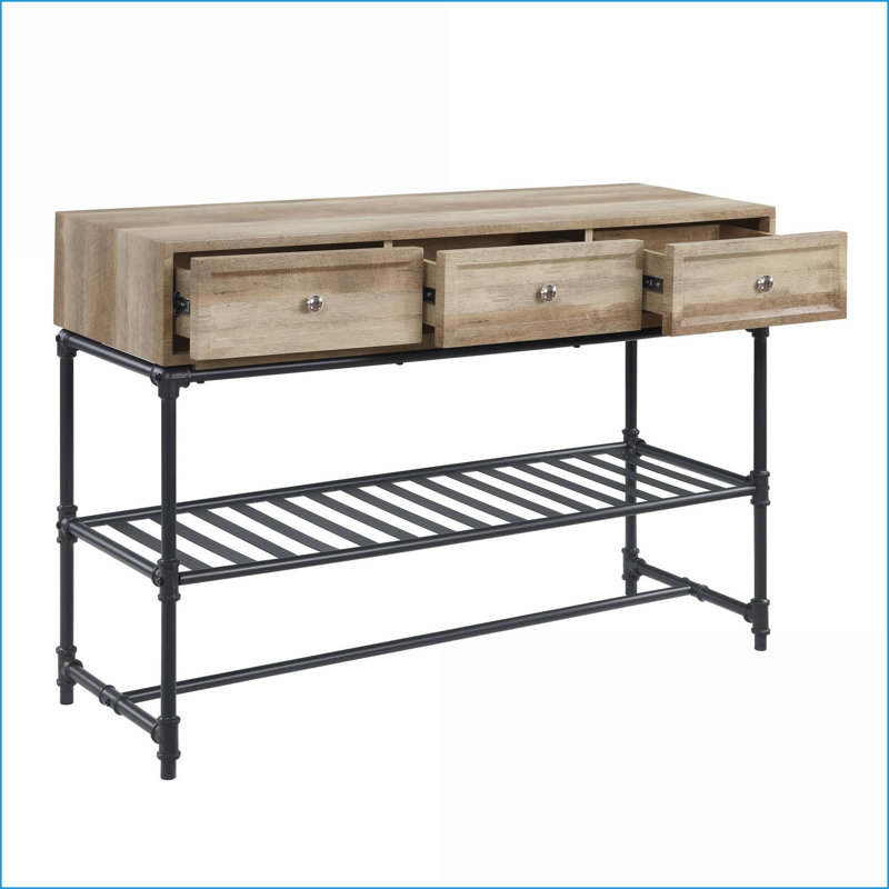 Chêne & amp; Table basse Sandy Gray pour le salon - KD Design avec rangement et amp; Style industriel