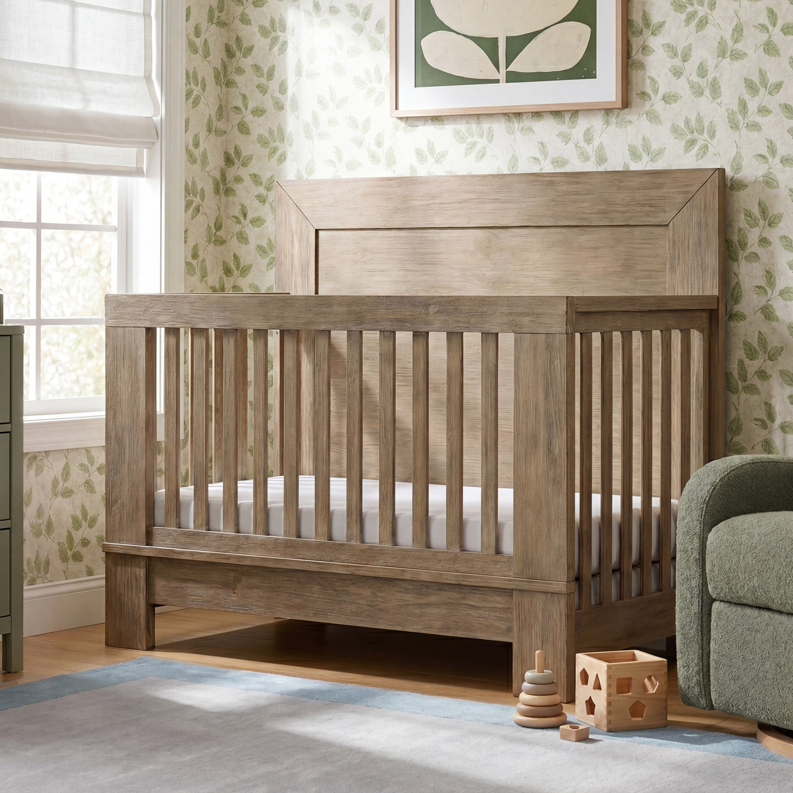 Albie Pine Convertible Crib, Sandstone