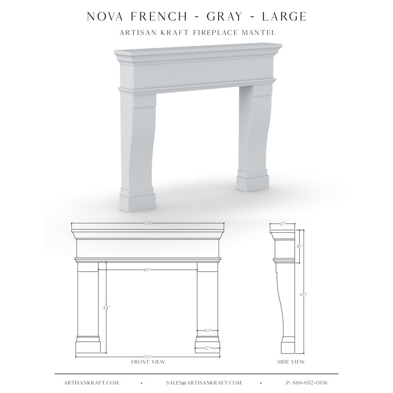 Foyer en pierre Nova Nova, Gris, 10 po x 74 po x 60 po