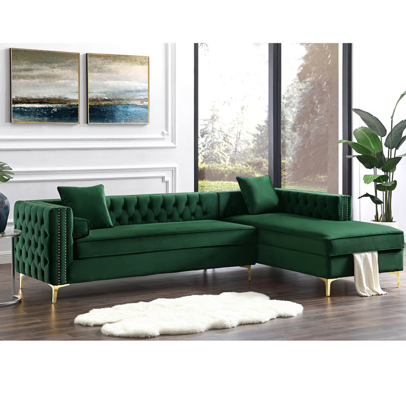 Leonardo Reversible Sectional, Right Hand Facing, Hunter Green