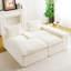 Canapé polyvalent en velours blanc: chaise convertible à deux places et méridienne droite-118099428