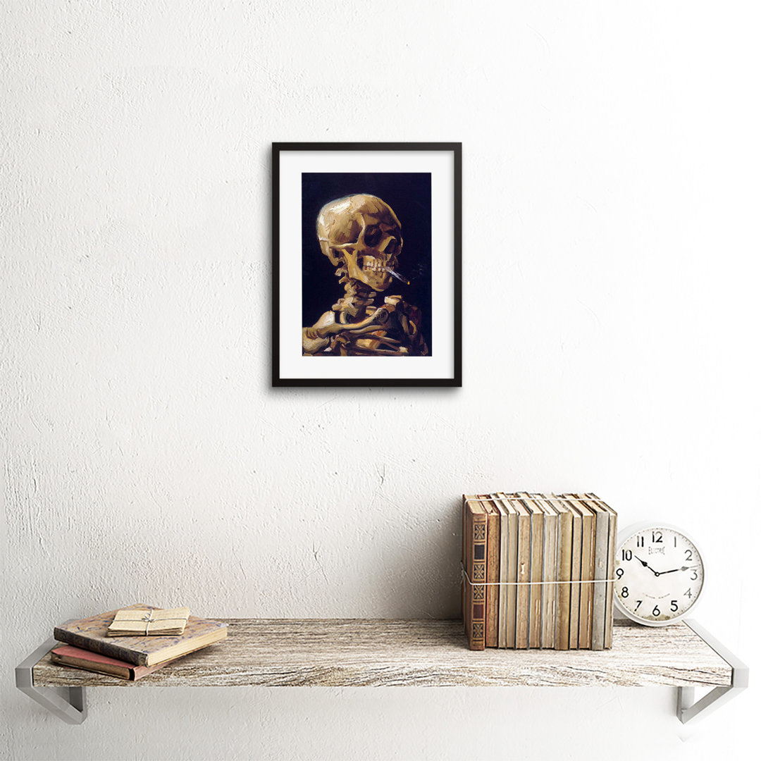 Vincent Van Gogh Skull With A Burning Cigarette Framed Wall Art Print