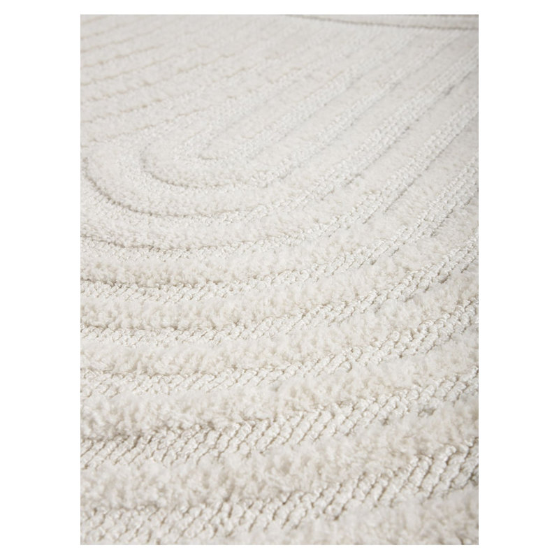 Handgefertigter Teppich aus Mikrofaser in Creme Geometric and Striped Hand Tufted Area Rug, Rectangle 80 x 150cm