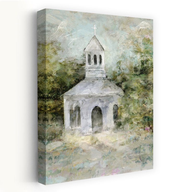 «Where Prayers Linger Peaceful Rustic Serene Architecture Landscape Art», H 24 po x l 16 po